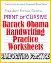 Barack Obama Printable Handwriting Practice Worksheets for Kids