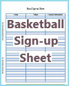 Basketball Sign-up Sheet