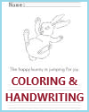 Happy Bouncing Bunny Coloring Sheet with Handwriting Practice