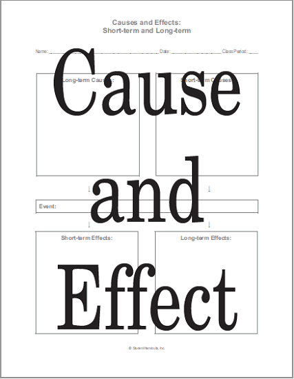 Social Studies Printable - Causes and Effects Free Blank Chart