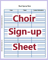 Choir Sign-up Sheet