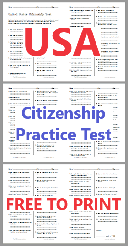 Free Printable American Naturalization Test with Answers - U.S.A. Citizenship Test - Free to print (PDF file).