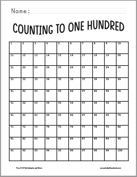 Hundreds grid printable