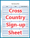 Cross Country Sign-up Sheet