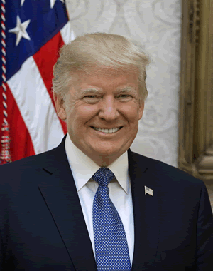 This is the official portrait of President Donald Trump during his first term, taken at the White House in Washington, D.C., on Friday, October 6, 2017, by photographer Shealah Craighead.