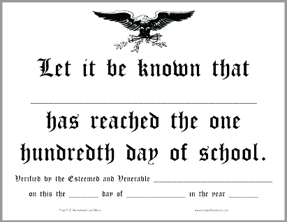 Eagle Hundred Days Certificate