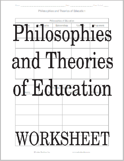 Social Studies Printable - Philosophies and Theories of Education