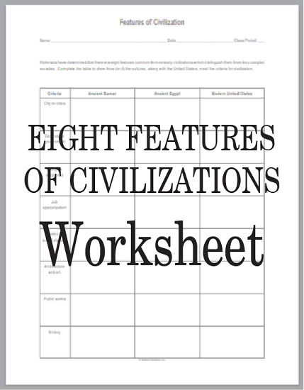 Features of Civilization DIY Infographic - Worksheet is free to print (PDF file).