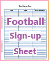 Football Sign-up Sheet