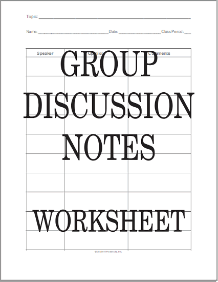 Group Discussion Notes Sheet - Free to print (PDF file). Group discussions are a dynamic and interactive teaching method that not only deepens students' understanding of Social Studies topics but also equips them with valuable communication, critical thinking, and civic engagement skills that are essential for active participation in a democratic society.