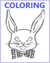 Bunny Rabbit with a Bow-Tie Coloring Sheet for Kids