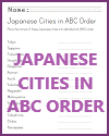 Japanese Cities in ABC Order Worksheet