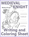 Medieval Knight Coloring and Writing Sheet