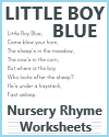Little Boy Blue Nursery Rhyme Worksheets