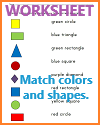 Match Colored Shapes by Name Worksheets