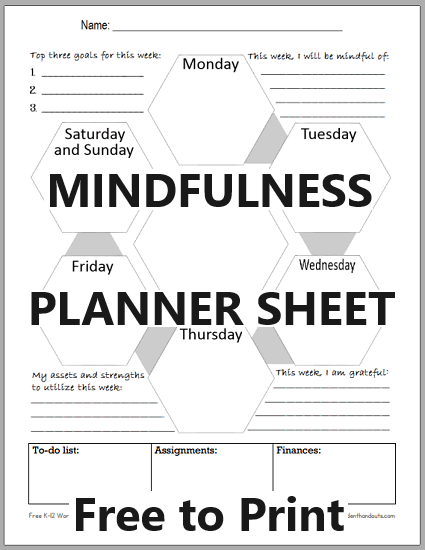 Mindful Blank Weekly Planner for Students and Teachers - Free to print (PDF file).