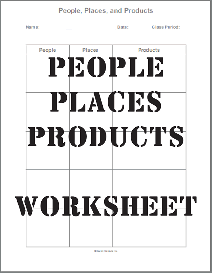 Social Studies Printable - People, Places, and Products - Free to print (PDF file).
