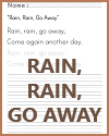 Rain, Rain, Go Away Nursery Rhyme Worksheet