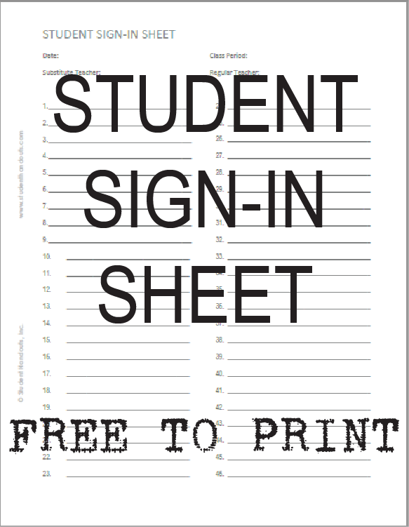 Free Blank Printable Student Sign-in Sheet with 46 Rows