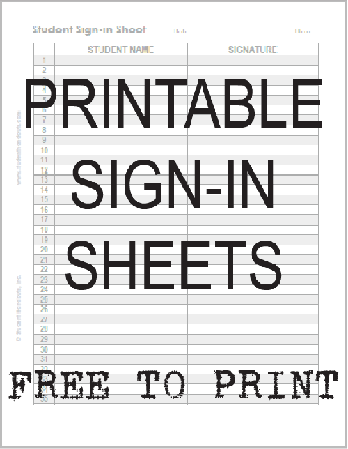 Free Printable Sign-in Sheets - Assortment of free to print (PDF files) sheets for tracking attendance in class, at events, or on the job.