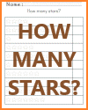 How many stars? Free printable kindergarten math worksheet.