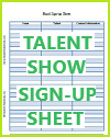 Talent Show Sign-up Sheet