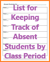 List of Absent Students Printable Sheet