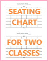 Free blank printable seating chart with room for two classes.