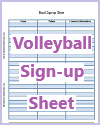 Volleyball Sign-up Sheet
