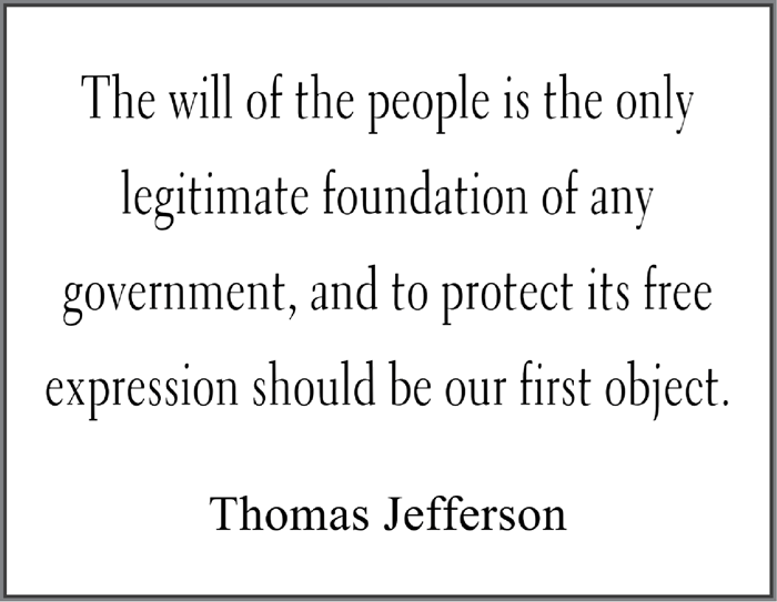 Thomas Jefferson Printable Quote on the People's Will - Free to print (PDF file).