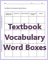 Textbook Vocabulary Word Boxes Worksheet