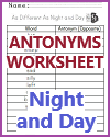 Different As Night and Day Antonyms Worksheet