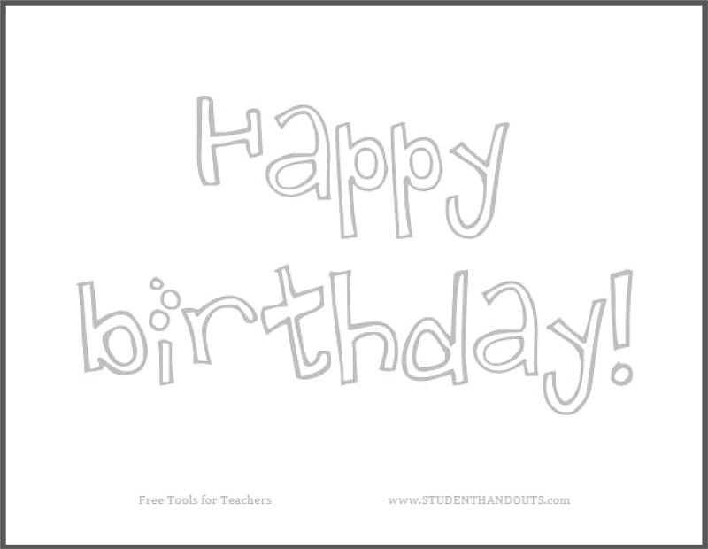 Happy Birthday Sign for Kids to Color - Free to print (PDF file).