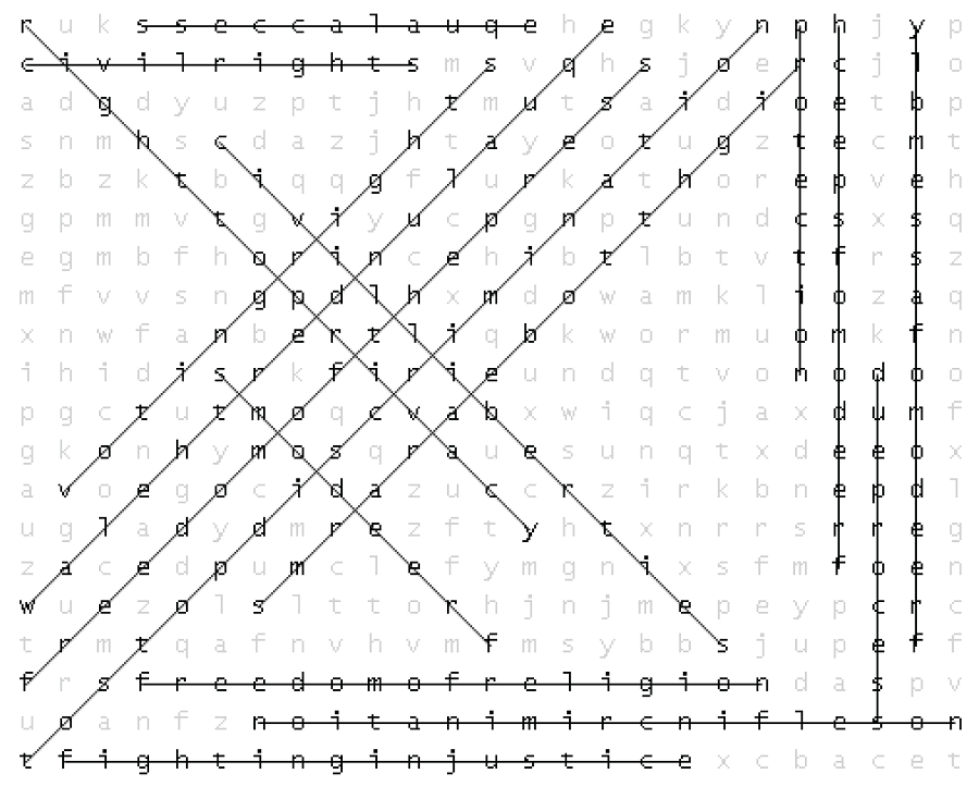 Civil Rights and Civil Liberties Word Search Puzzle Answer Key