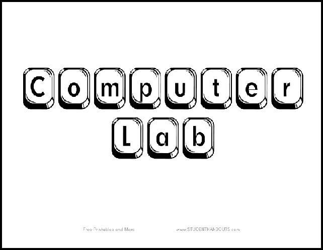 Computer Lab Printable Sign - Free to print (PDF file).