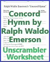 Concord Hymn Poem Unscrambler Worksheet