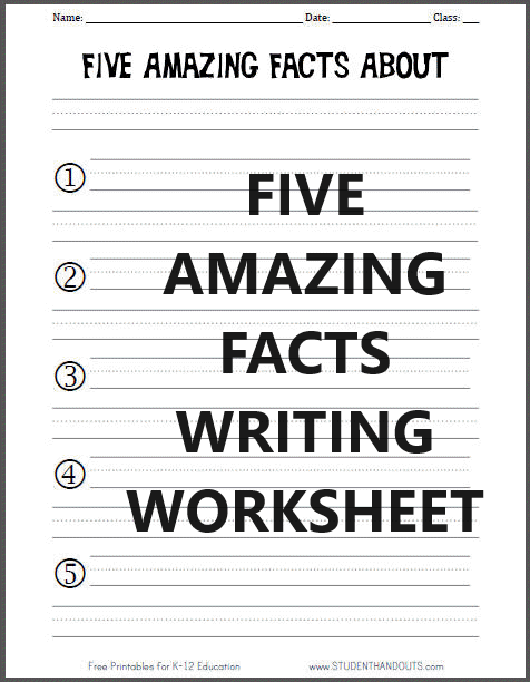 Five Amazing Facts CCSS Writing Summary Worksheet for Kids - Free to print (PDF file).