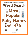 1930 Baby Names Word Search Puzzle