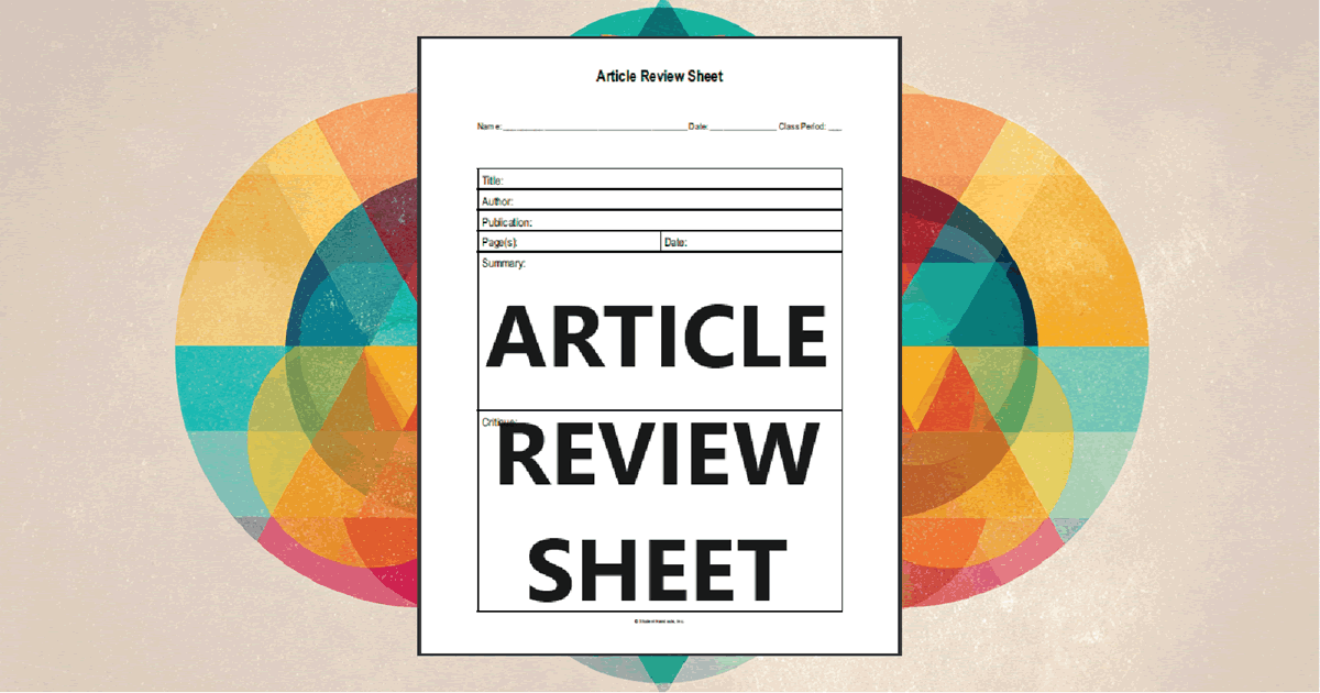 Article Review Worksheet | Student Handouts
