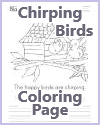 Happy Chirping Birds Coloring Page with Handwriting Practice