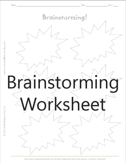 Brainstorming Explosion Worksheet - Free to print (PDF file).