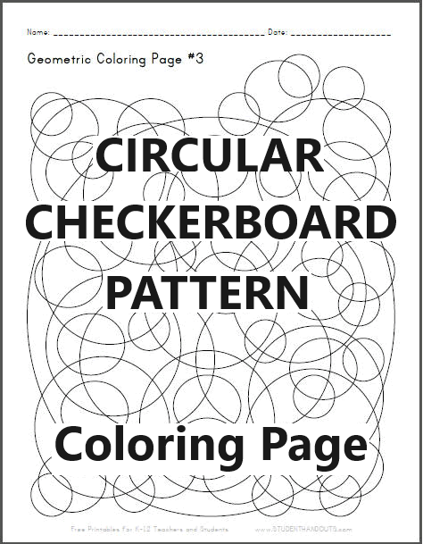 Geometric Coloring Page #3 with Checkerboard Spheres - Free to print (PDF file).