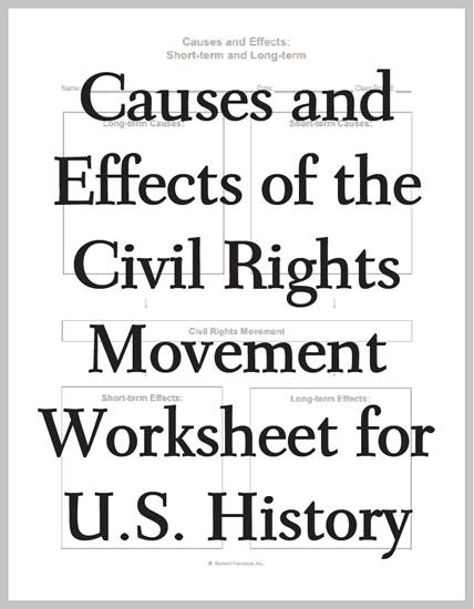 Causes and Effects of the Civil Rights Movement DIY Infographic - Free to print (PDF file) for high school United States History students.