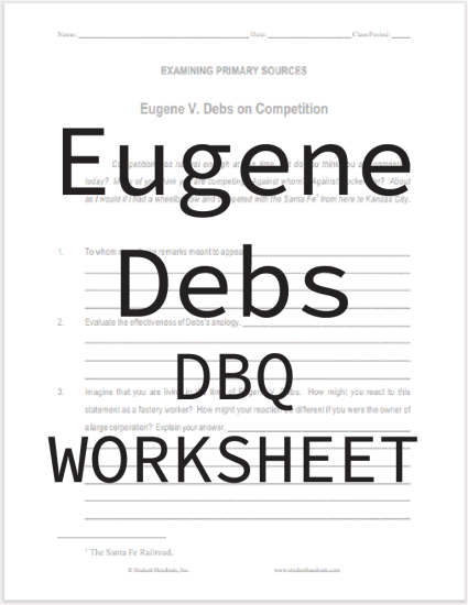 Eugene V. Debs on Competition DBQ Worksheet - Free to print (PDF file).