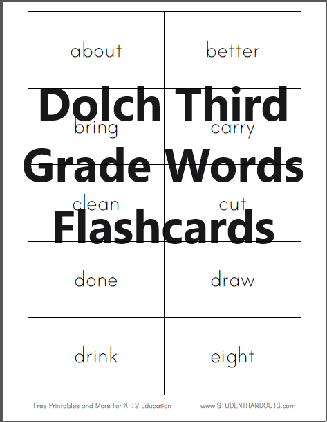 Dolch Third Grade Words Flashcards - Free to print (PDF file).