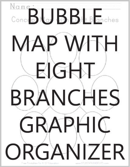 Concept Map with Eight Branches Blank Worksheet - Free to print (PDF file).