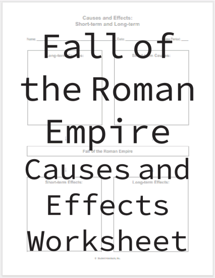 The Roman Empire: Causes and Effects Chart - Free to print (PDF file).
