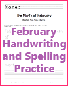 K-2 February Handwriting and Spelling Practice