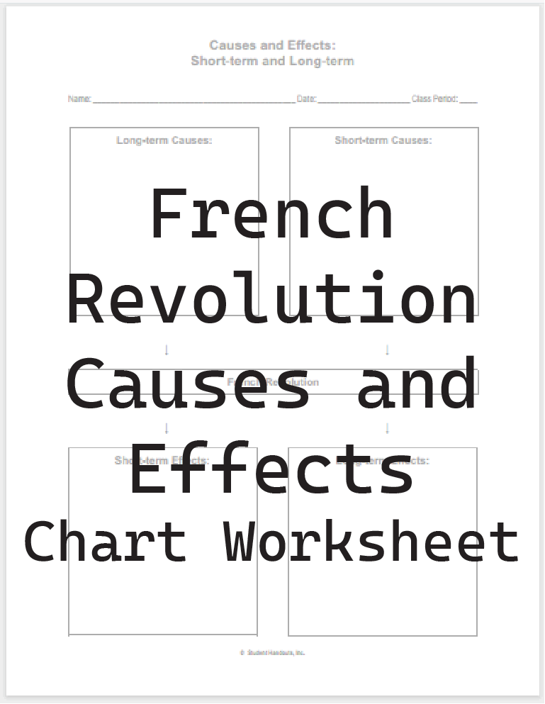 French Revolution Causes and Effects Blank Chart - Free to print (PDF file).
