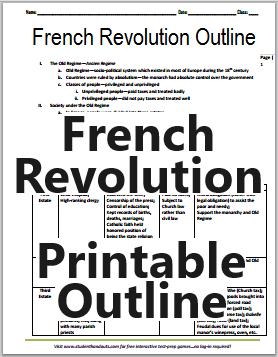 French Revolution Printable Outline - Free to print (PDF file).